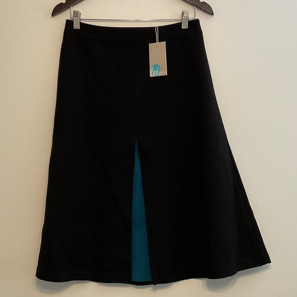 BODEN NWT Black Skirt with Teal Detail